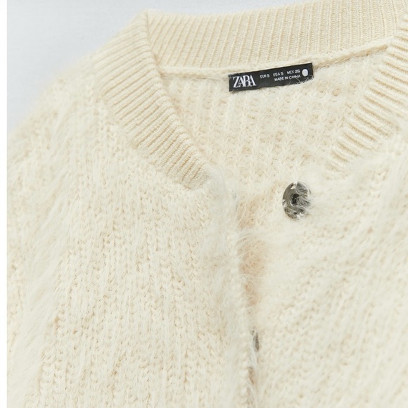 Zara Faux Fur Jacket Ivory Size Medium NWT - Picture 7 of 16